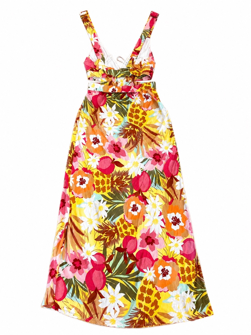 MinkPink Tropical Floral Maxi Dress Size Small Adjustable Straps Boho Resort - Picture 3 of 4